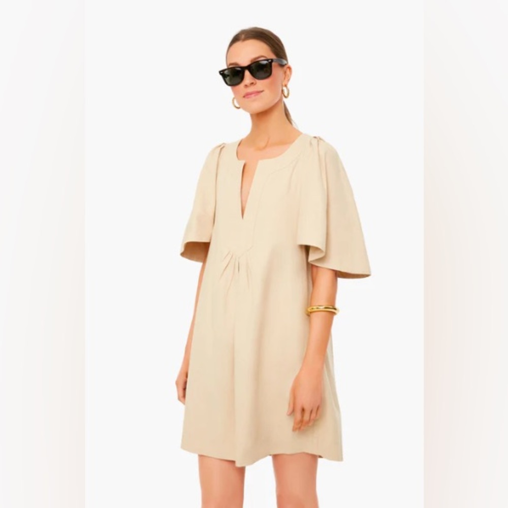 Tuckernuck Khaki Finley Flutter Sleeve Dress